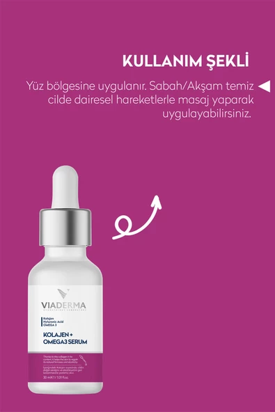 VİADERMA Kolajen & Omega3 Kırışıklık Karşıtı Serum 30 ml Genç Görünüm Cildi Besler - 5