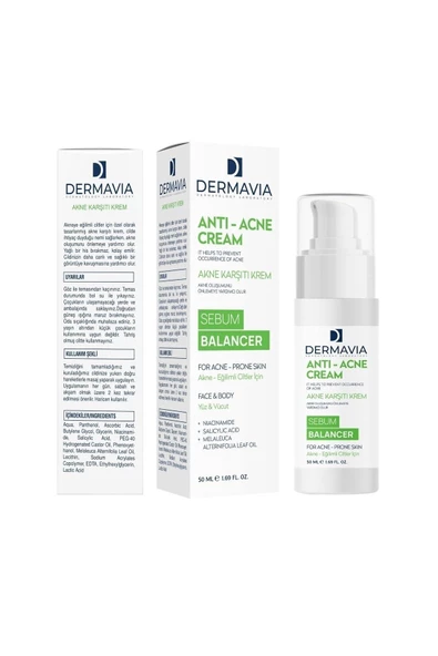 DERMAVİA Yüz & Vücut Için Akne Karşıtı Krem Sebum Dengeleyici 50 ml Niacinamide - 4