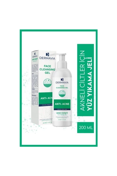 DERMAVİA Akne Karşıtı Yüz Yıkama Jeli 200 ml - Peeling Salisilik Asit Yağ Dengesini Eşitler Zinc