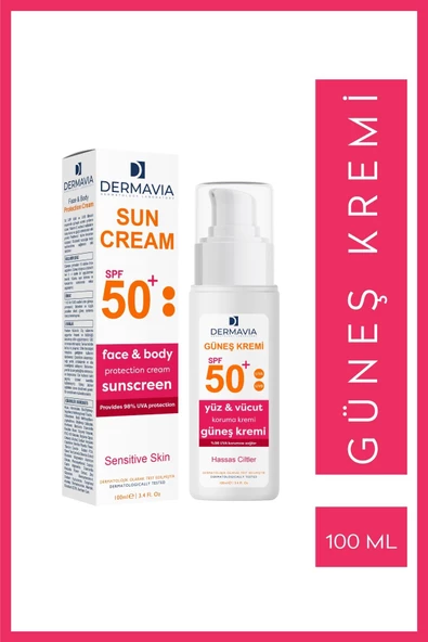 DERMAVİA Spf 50 Yüz Ve Vücut Koruma Güneş Kremi Hassas Ciltler 100 ml