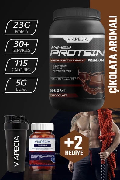 VİAPECİA Whey Protein Çikolatalı Bol Proteinli 908 Gr Premium