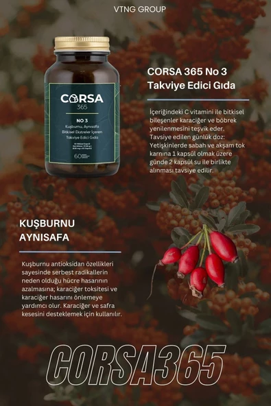 CORSA 365 No 3 Kuşburnu, Aynısafa Ve Bitkisel Ekstreler Vitamin Içeren Takviye Edici Gıda - 2