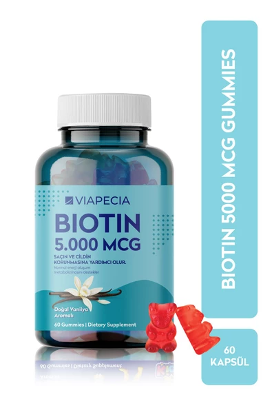 VİAPECİA Jelibon Formunda Biotin 5000 Mg 60 Adet Saç Ve Cildi Korur