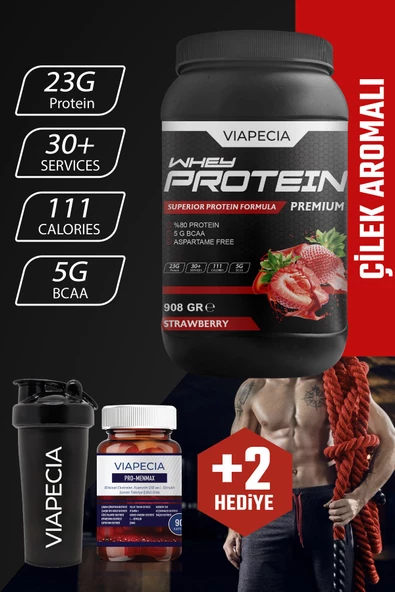 VİAPECİA Whey Protein Çilekli Bol Protein 908 Gr Premium