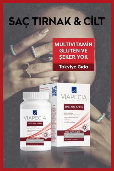 VİAPECİA Saç Cilt Tırnak Koruma Için Vitamin Takviye Edici Gıda 60 Tablet Çinko Selenyum & Folikasit - 3