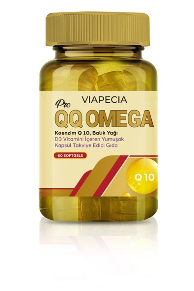 VİAPECİA QQ Omega Koenzim Q 10, Balık Yağı D3 Vitamini İçeren Yumuşak Kapsül