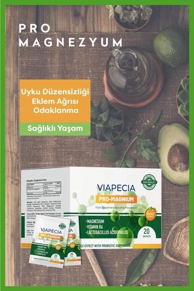 VİAPECİA Vıapecıa Pro-magnezyum Kramp Huysuz Bacak Sendromu Uyku Düzensizliği Odaklanma 20 Saşe - 2