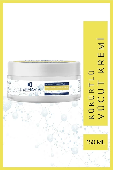 DERMAVİA Kükürtlü Vücut Kremi 150 ml Lekeli Cilt Uyuz, Akne & Egzamaya Karşı Krem Sebum Dengeleyici