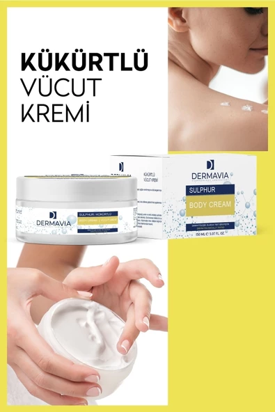 DERMAVİA Kükürtlü Vücut Kremi 150 ml Lekeli Cilt Uyuz, Akne & Egzamaya Karşı Krem Sebum Dengeleyici - 4