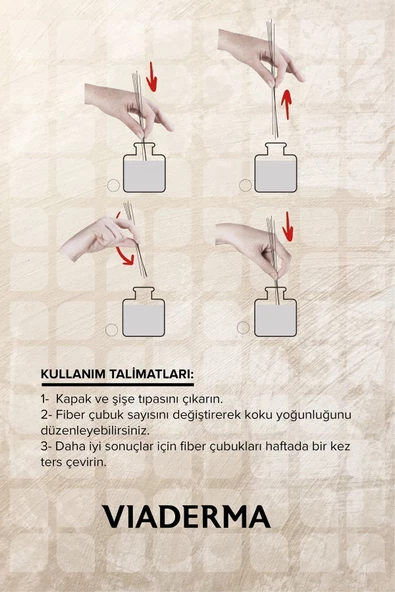 VİADERMA Kare Şişe Pudra Esas Bambu Çubuklu Oda Kokusu 100 ml - 3