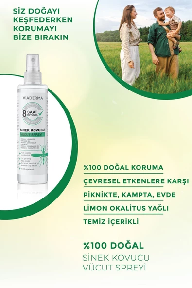 VİADERMA Sivrisinek Sinek Kovucu Koruyucu Vücut Spreyi Bitkisel Tüm Vücut Için Aile Boy 100 ml - 3