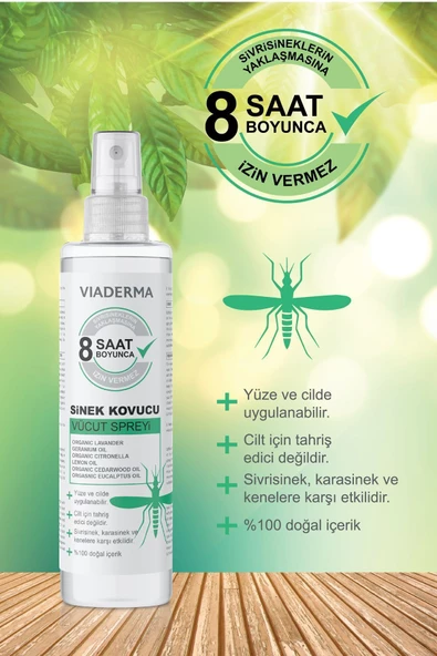 VİADERMA Sivrisinek Sinek Kovucu Koruyucu Vücut Spreyi Bitkisel Tüm Vücut Için Aile Boy 100 ml - 2