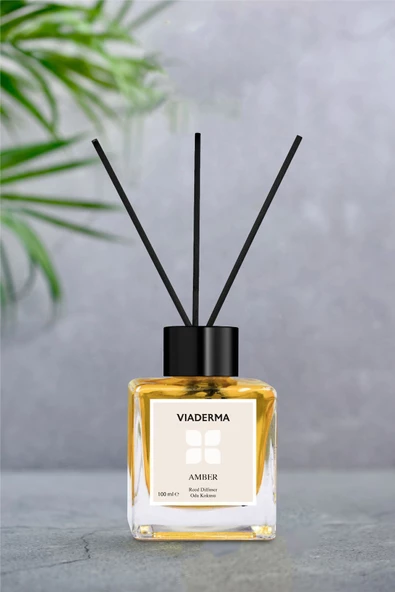 VİADERMA Kare Şişe Amber Esansı Bambu Çubuklu Oda Kokusu 100 ml - 3