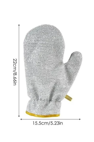 Bulaşık Ovma Ovalama Yanmış Yağ Ağır Kir Bezi Teli Telli Bez Eldiven - 20x20 Cm. - 1 Adet - Resim 2