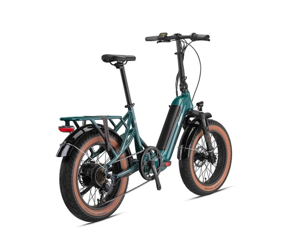 Kron Loop Coaster 20" Jant Fat Bike 7 Vites Elektrikli Katlanır Bisiklet Yeşil Gri - 4