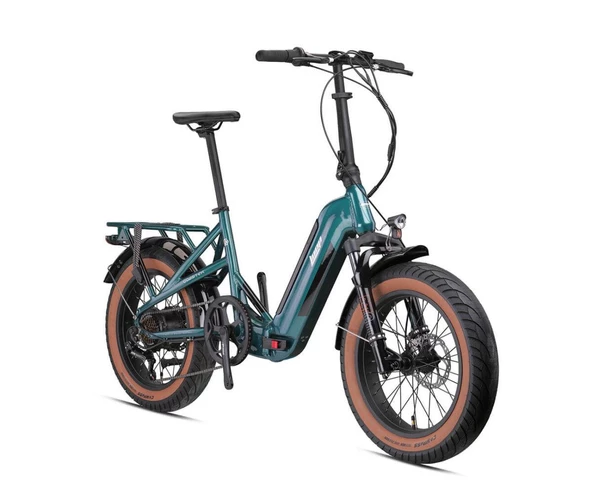 Kron Loop Coaster 20" Jant Fat Bike 7 Vites Elektrikli Katlanır Bisiklet Yeşil Gri - 3