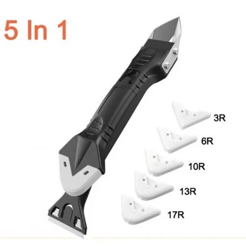 Fonksiyonel 5 Başlıklı Köşe Slikon Çekme Aparatı ve  Pürüzsüz Derz Kazıyıcı Sıyırıcı Ve Uygulayıcı - 2