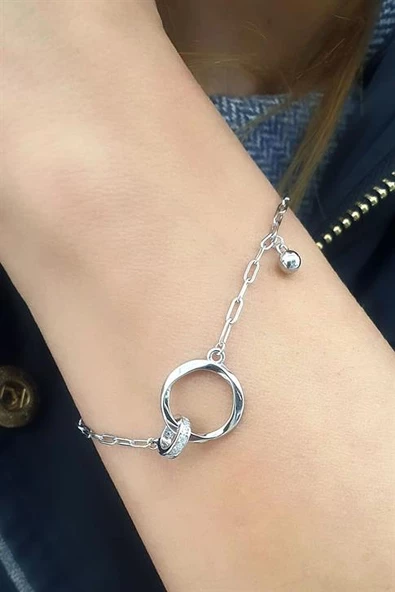 Zirkon Taş Detaylı 925Ayar Gümüş İtalyan Sevgi Bağı Bileklik ürün görseli