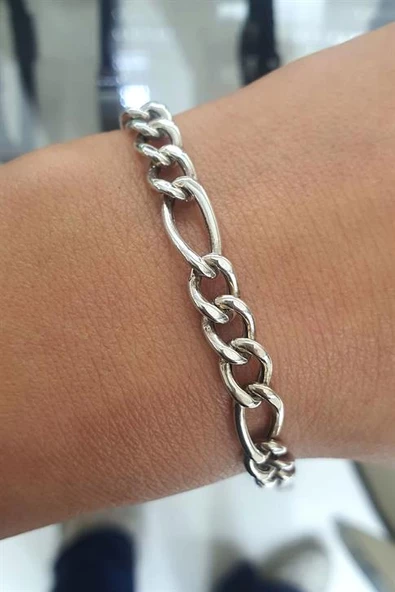 Bombeli 925Ayar Gümüş İtalyan Figaro Erkek Zincir Bileklik ürün görseli