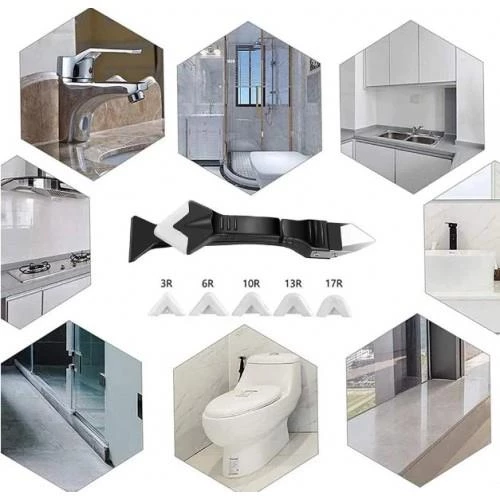 Fonksiyonel 5 Başlıklı Köşe Slikon Çekme Aparatı ve  Pürüzsüz Derz Kazıyıcı Sıyırıcı Ve Uygulayıcı - 3