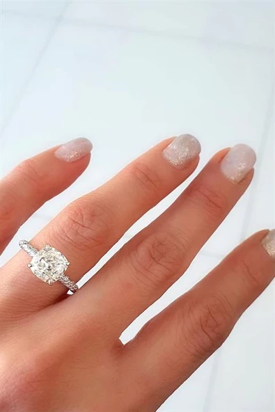 Sky Diamond Taşlı 925Ayar Gümüş İce Cut Burgu Taş Detaylı Tek Taş Yüzük ürün görseli