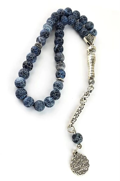 Akik Taşlı Çelik Püsküllü Tasarım Tesbih ürün görseli