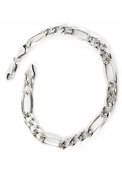 Cift Taraflı Kullanılabilir 925Ayar Gümüş Figora Zincir Erkek Bileklik ürün görseli