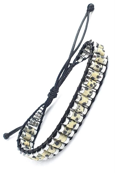 Jasper Ve Hematit Taşlı El İşi Tasarım Doğal Taş Bileklik ürün görseli