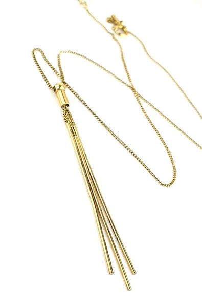 925Ayar Gümüş Üzerine Altın Kaplama Tasarım Y Kolye ürün görseli