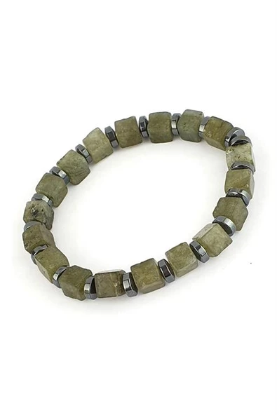 Yeşim Ve Hematit Taşlı El İşi Tasarım Doğal Taş Bileklik ürün görseli