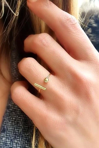 İtalyan 925 Ayar Gümüş Üzerine Altın Kaplama Ayarlanabilir Modern Yüzük ürün görseli