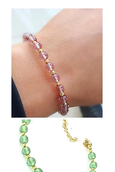 925Ayar Gümüş Üzerine Altın Kaplama Renk Değiştiren Sultan Taşı El İşi Tasarım Bileklik ürün görseli