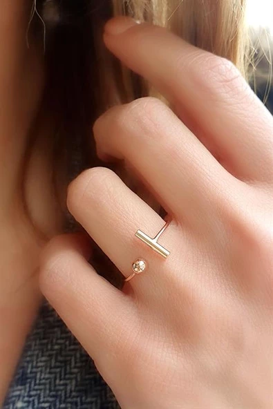 İtalyan 925Ayar Gümüş Üzerine Rose Altın Kaplama Ayarlanabilir Modern Yüzük ürün görseli