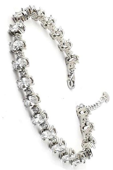 Pırlanta Parlaklığında Zirkon Taşlı 925 Ayar Gümüş Su Yolu Bileklik ürün görseli