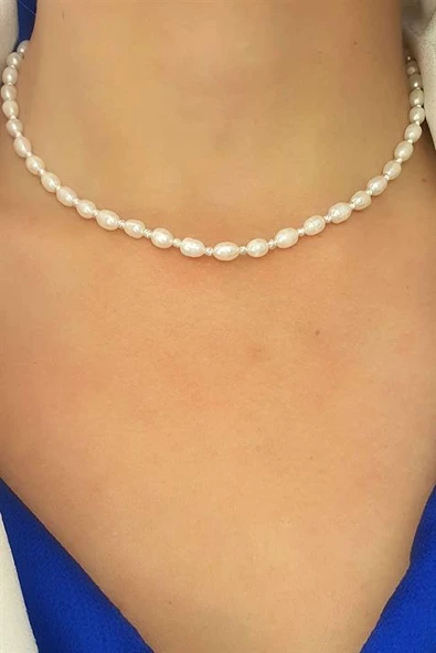 Barok İncili 925Ayar Gümüş  Dorika Detaylı Doğal Taş Kolye ürün görseli