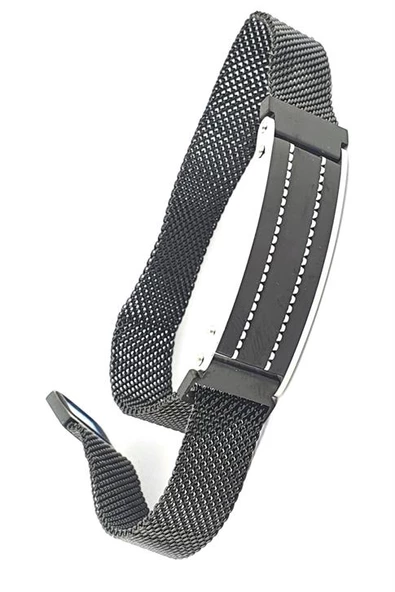 316L Anti Alerjik Cerrahi Çelik Hasır Siyah Rodajli Mike Ayarlanabilir Erkek Bileklik ürün görseli