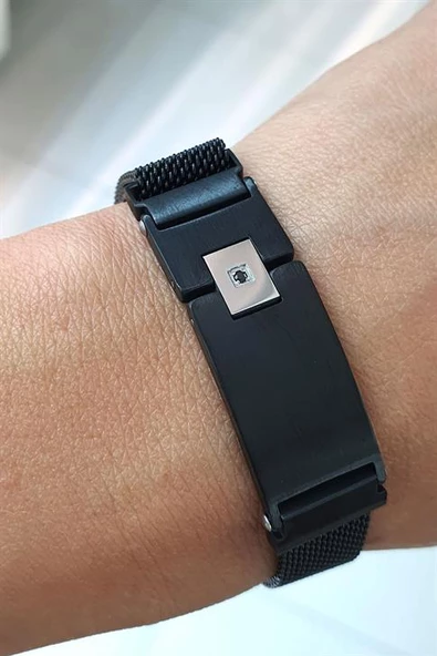 316L Anti Alerjik Cerrahi Çelik Hasır Siyah Rodajli Mike Ayarlanabilir Erkek Bileklik ürün görseli