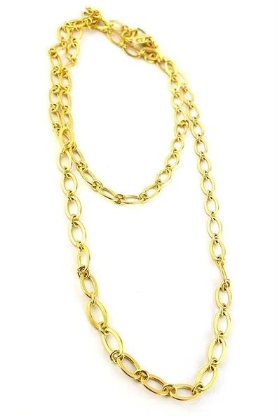 İtalyan 925Ayar Gümüş Üzerine Altın Kaplama Trend Zincir Kolye ürün görseli