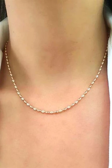 Işıltılı Çift Renkli Rose Beyaz İtalyan.925 Ayar Gümüş Zincir Kolye ürün görseli