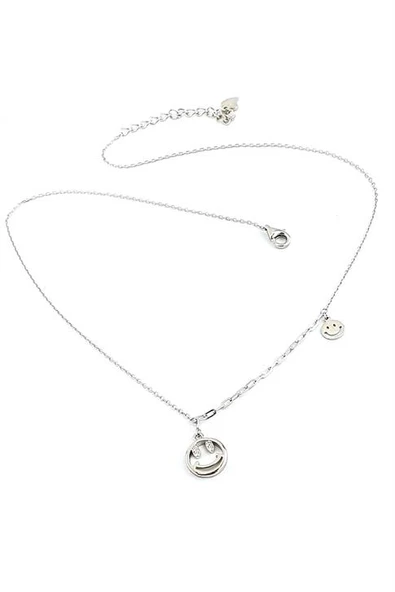 İtalyan 925Ayar Gümüş Trend Gülen Yüz Mutluluk Kolyesi ürün görseli