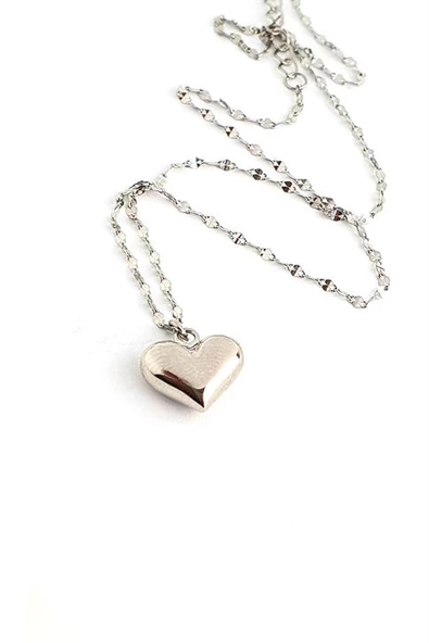 İtalyan 925 Ayar Gümüş Bombeli Kalp Kolye ürün görseli