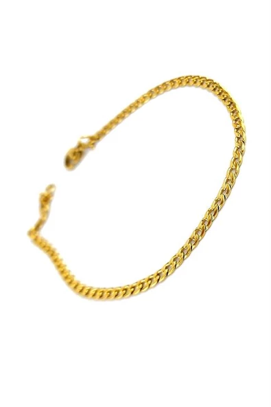 316 L Antı Alerjık Cerrahi Çelik Altın Kaplama Panzer Erkek Zincir Bileklik ürün görseli