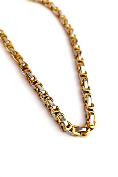 Cift Renkli 316 L Anti Alerjik Cerrahi Çelik Erkek Kral Zincir Kolye ürün görseli