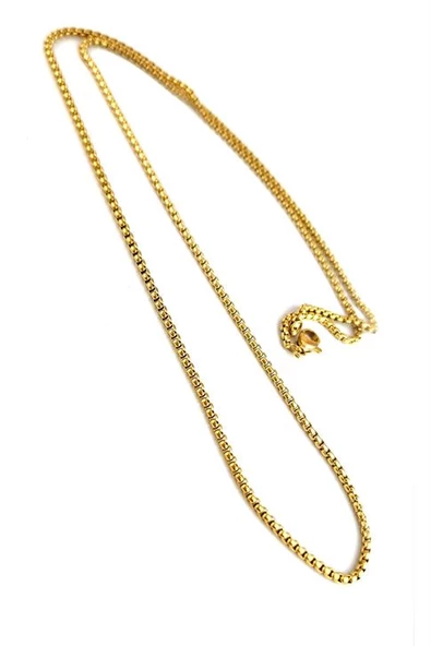 316 L Anti Alerjik Cerrahi Çelik Altın Kaplama Erkek Zincir Kolye ürün görseli