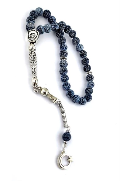 Akik Taşlı  Çelik Püsküllü Tesbih ürün görseli