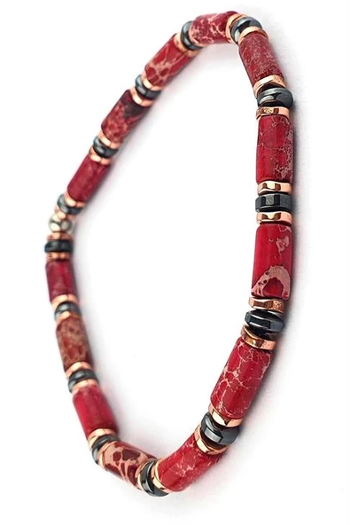 Mercan  Ve Hematit Taşlı El.İşi Tasarım Doğal Taş Bileklik ürün görseli