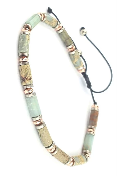 İRAN TURKUAZİ  Ve Hematit Taşlı El.İşi Tasarım Doğal Taş Bileklik ürün görseli