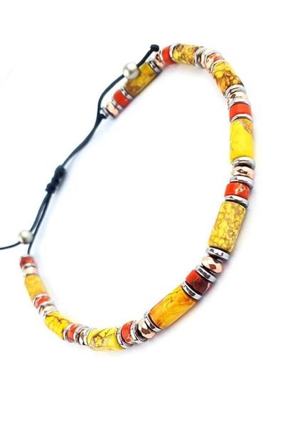 Akik  Ve Hematit Taşlı El.İşi Tasarım Doğal Taş Bileklik ürün görseli