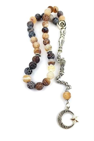 Akik Taşlı  Çelik Püsküllü  Doğal Taş Tesbih ürün görseli