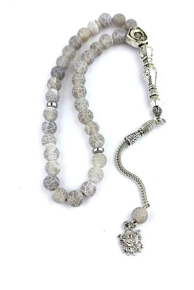 Akik Taşlı Çelik Püsküllü Tesbih ürün görseli